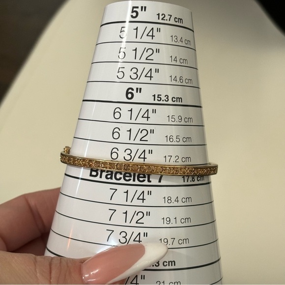 Givenchy gold tone rhinestone bracelet with safety clasp - Picture 8 of 11